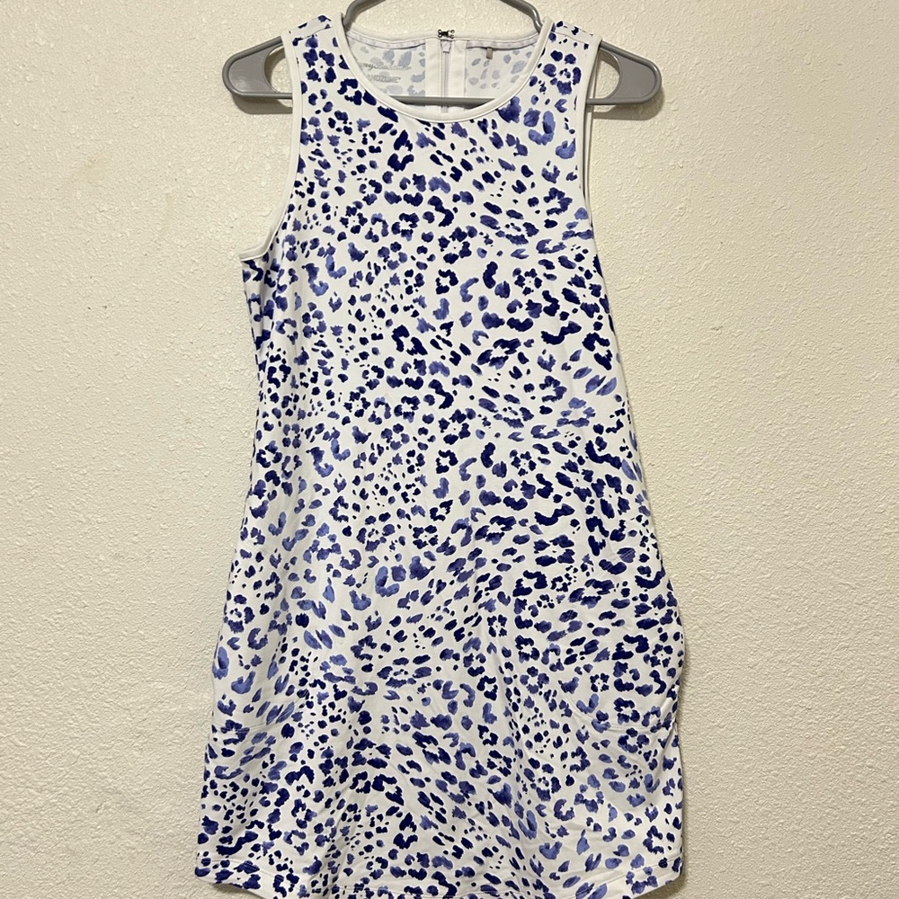 Tommy Bahama‎ Island Zone Sleeveless Dress 1/4 Zip Blue/White Animal Print XS